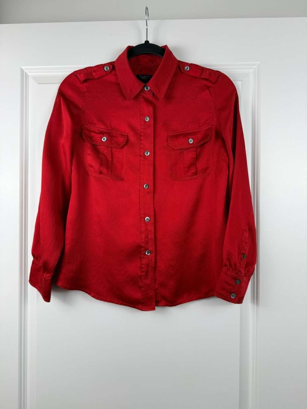 Talbots Red Petite silk Blouse